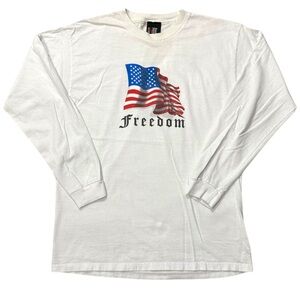 Giant Patriotic USA Flag White Long Sleeve‎ Shirt - Large